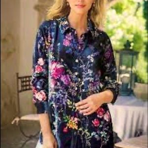 Soft Surroundings velvet floral shirt